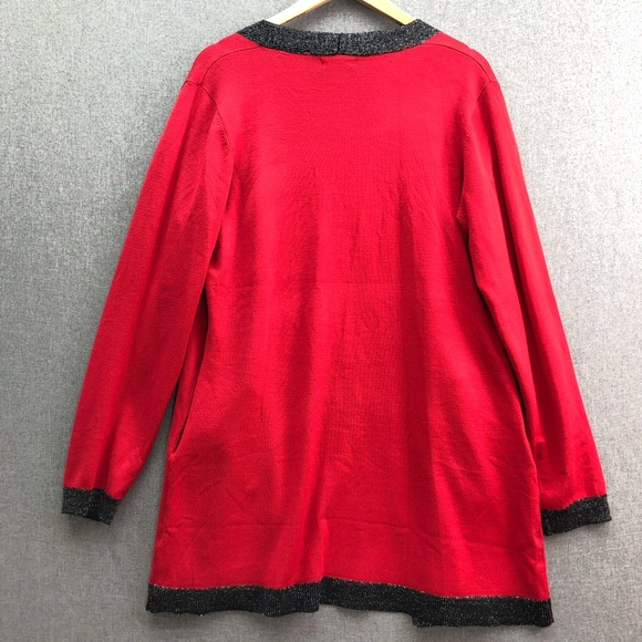 By Design Gwyneth Open Cardigan with Black Lurex Trim Size XL - Picture 5 of 10